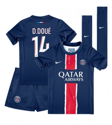 Paris Saint-Germain Desire Doue #14 Hemmakläder Barn 2024-25 Kortärmad (+ Korta byxor)